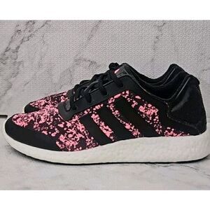 Adidas Pure Boost Core Black & Pink Athletic Gym Running Shoes Women's Size 9.5